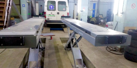 Подъемник ножничный для сход-развала 4,5 т, 380 В, 2 уровня, аварийное опускание, синий N635-4,5B_380_H